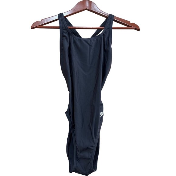 Speedo Womens PowerFlex Eco Black One-Piece Swimsuit Size 8/34 - Picture 1 of 6